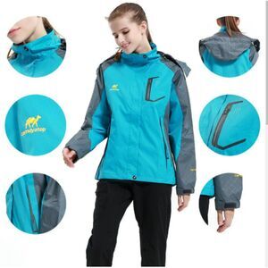 Diamond Candy Women's Small Turquoise Blue Gray Windbreaker Jacket